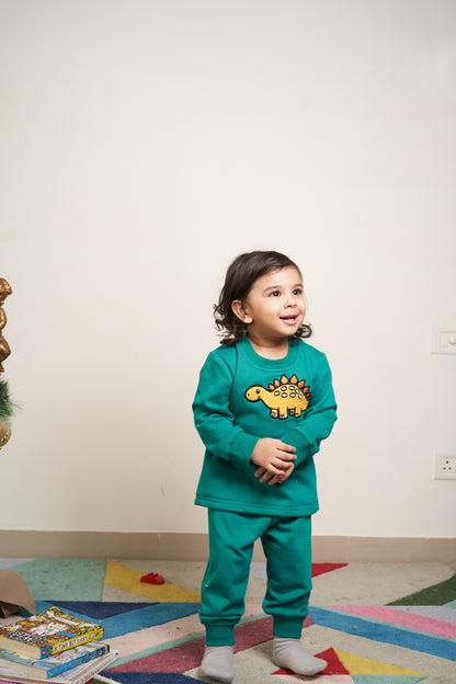 Green tracksuit with Dino embroidery