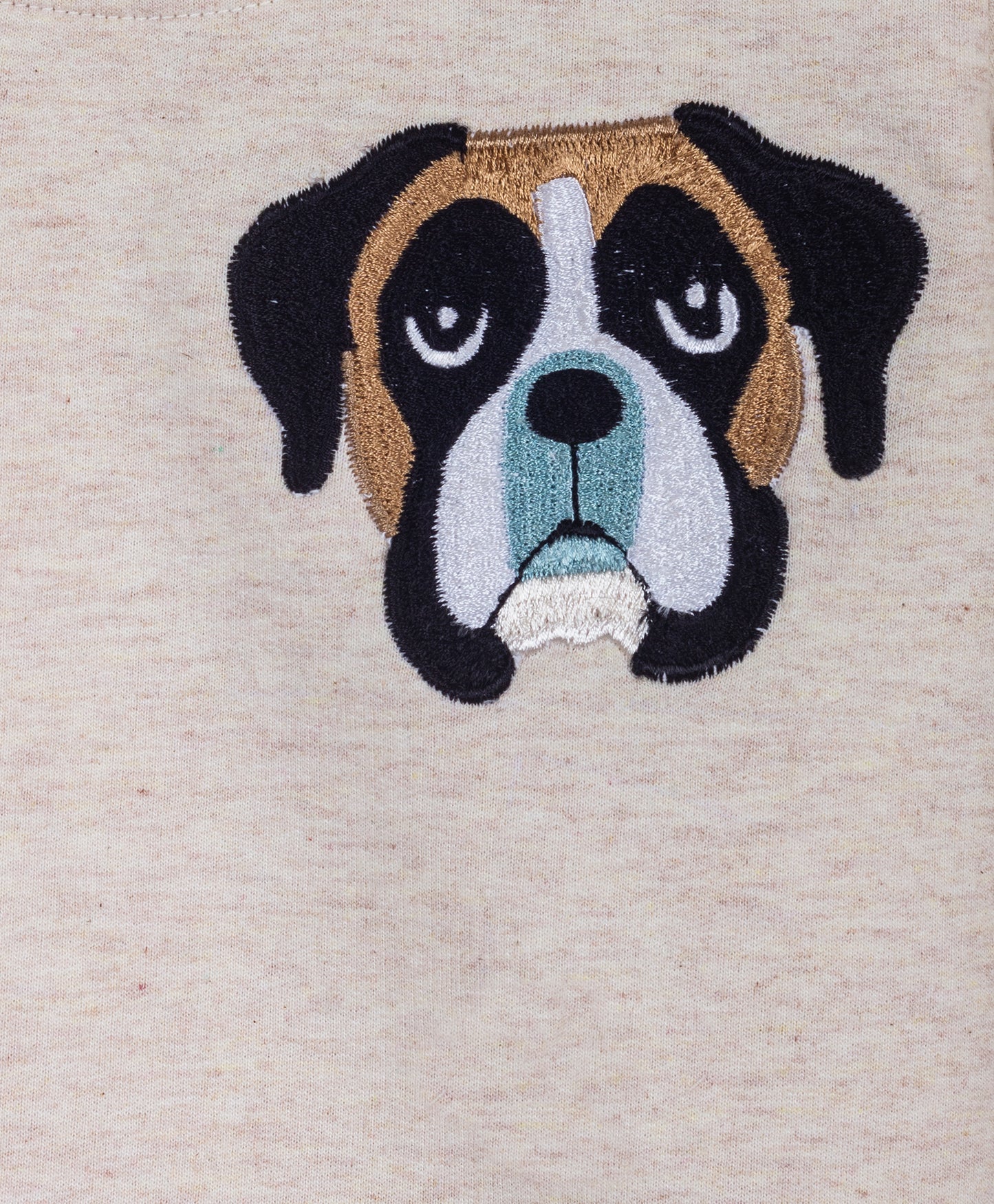 Beige tracksuit with dog face embroidery on chest