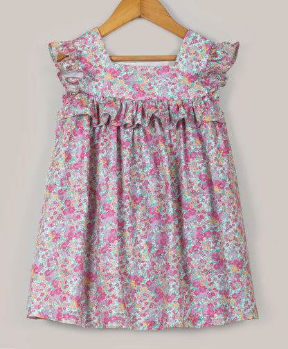 Ditsy floral print dress with square neck