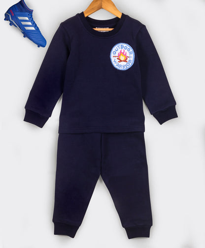 Navy solid tracksuit with bonfire embroidery