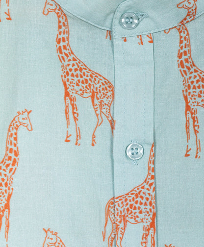 Aqua shirt with giraffe all over print