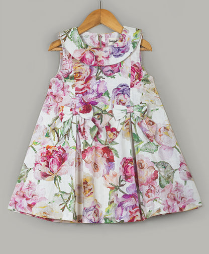 Floral print dress with self Peter pan collars