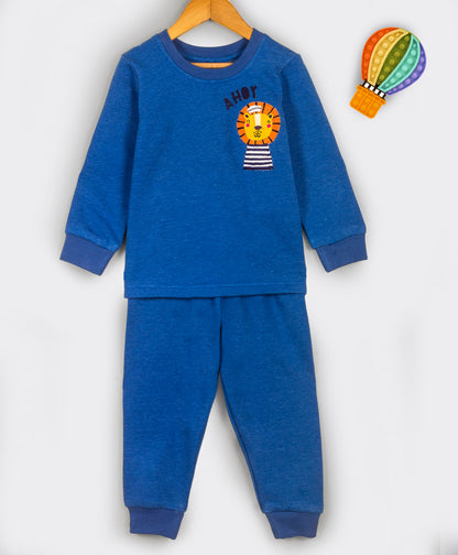 Lion embroidery blue tracksuit