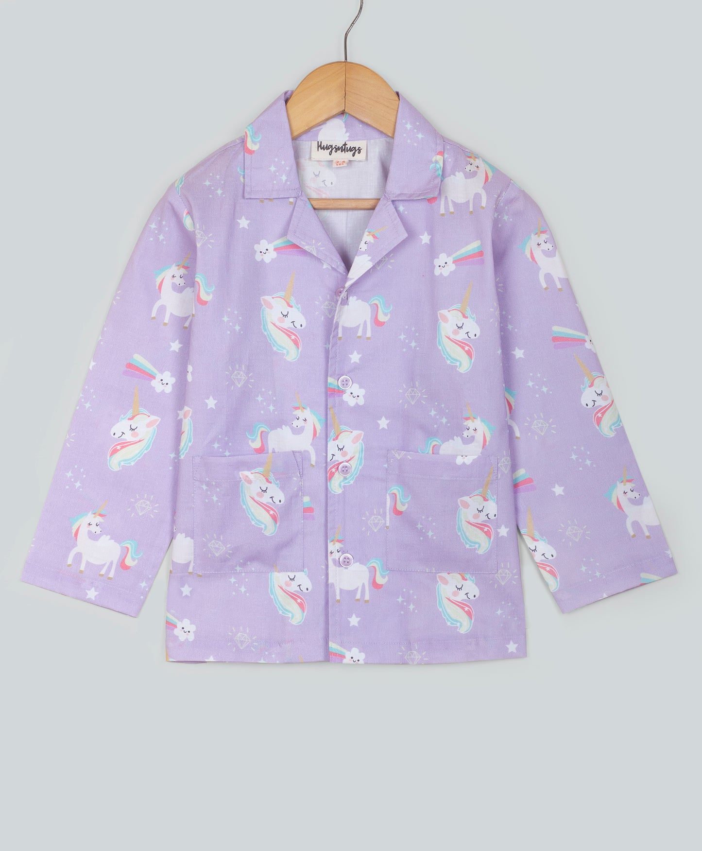 UNICORN AND SPARKLE PRINT LILAC NIGHT SUIT