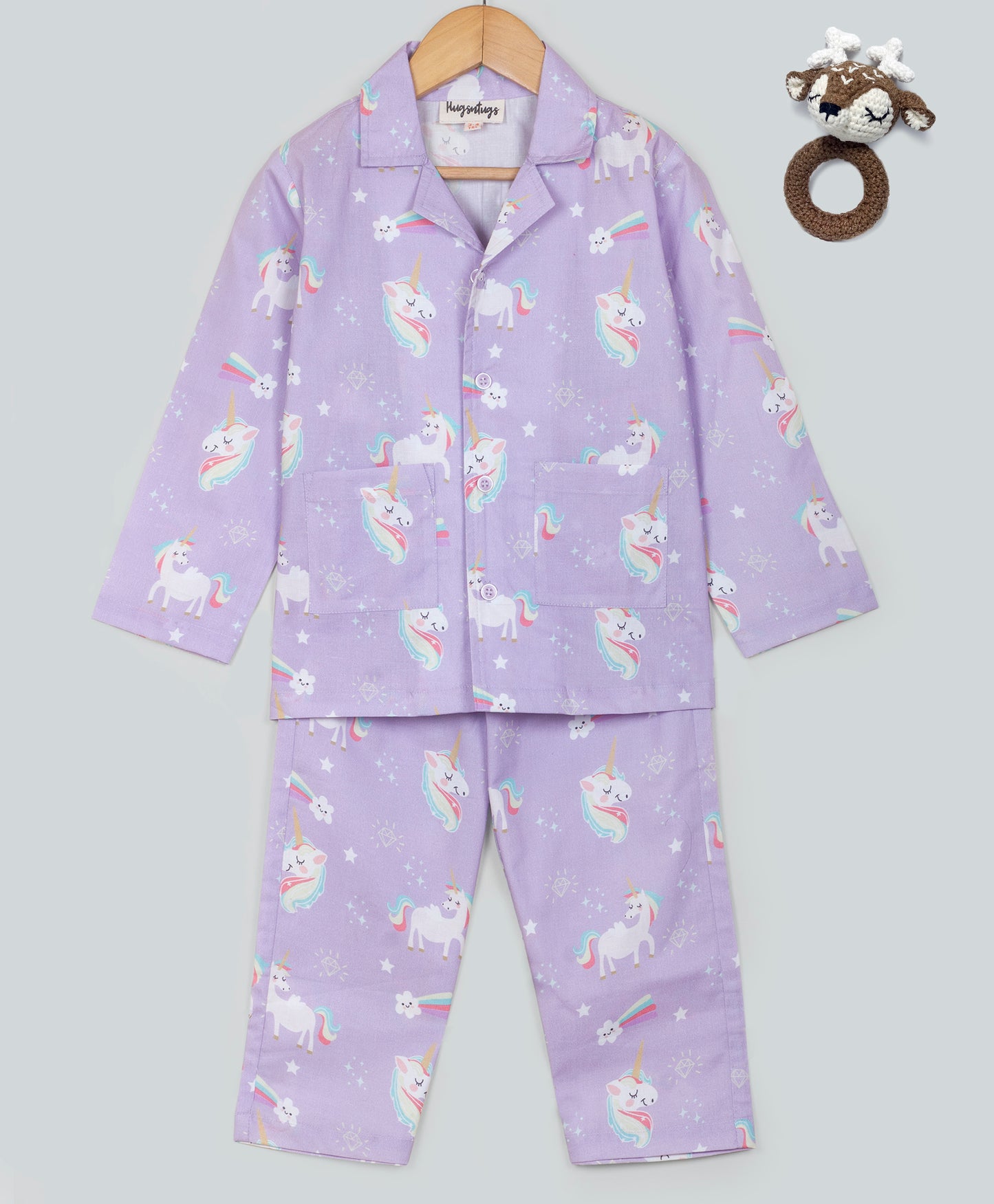 UNICORN AND SPARKLE PRINT LILAC NIGHT SUIT