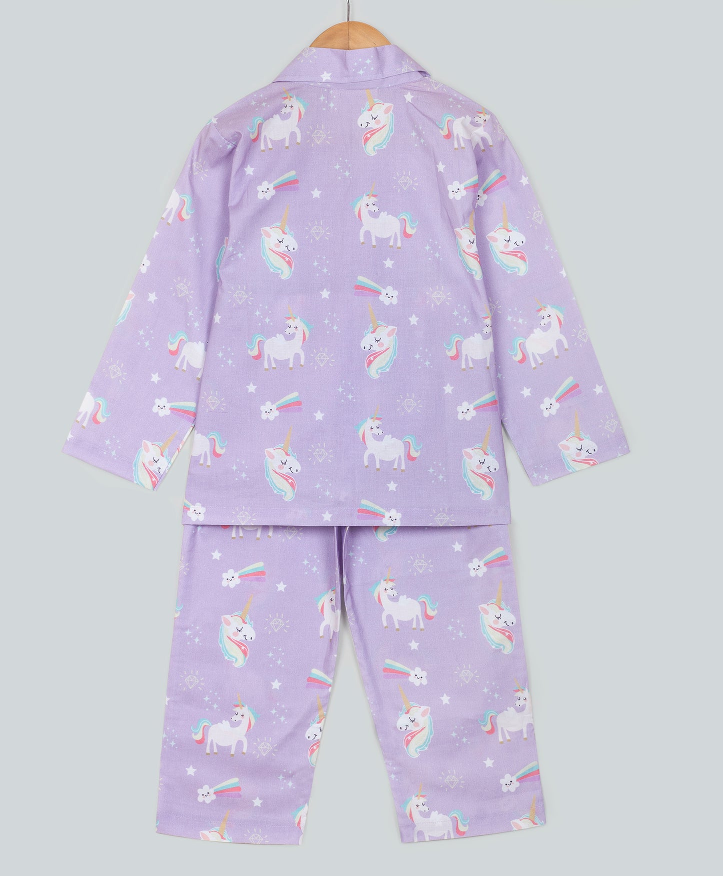 UNICORN AND SPARKLE PRINT LILAC NIGHT SUIT