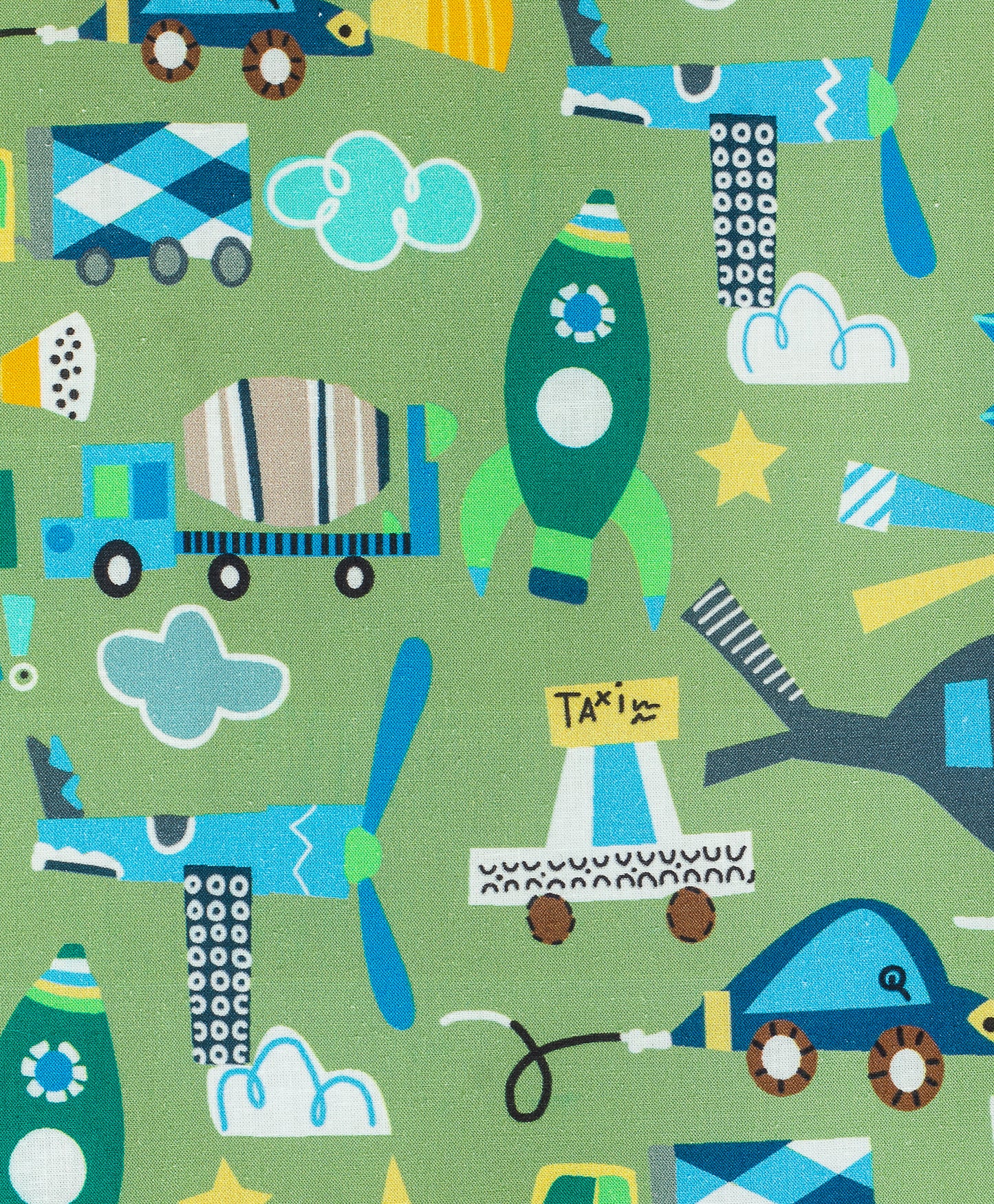 GREEN VEHICLE PRINT COT SET