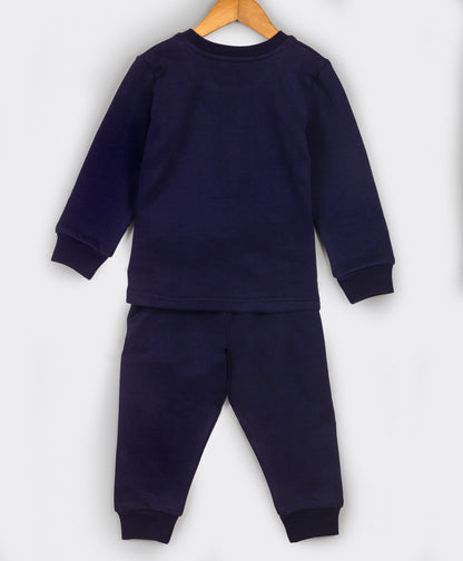 Navy solid tracksuit with bonfire embroidery