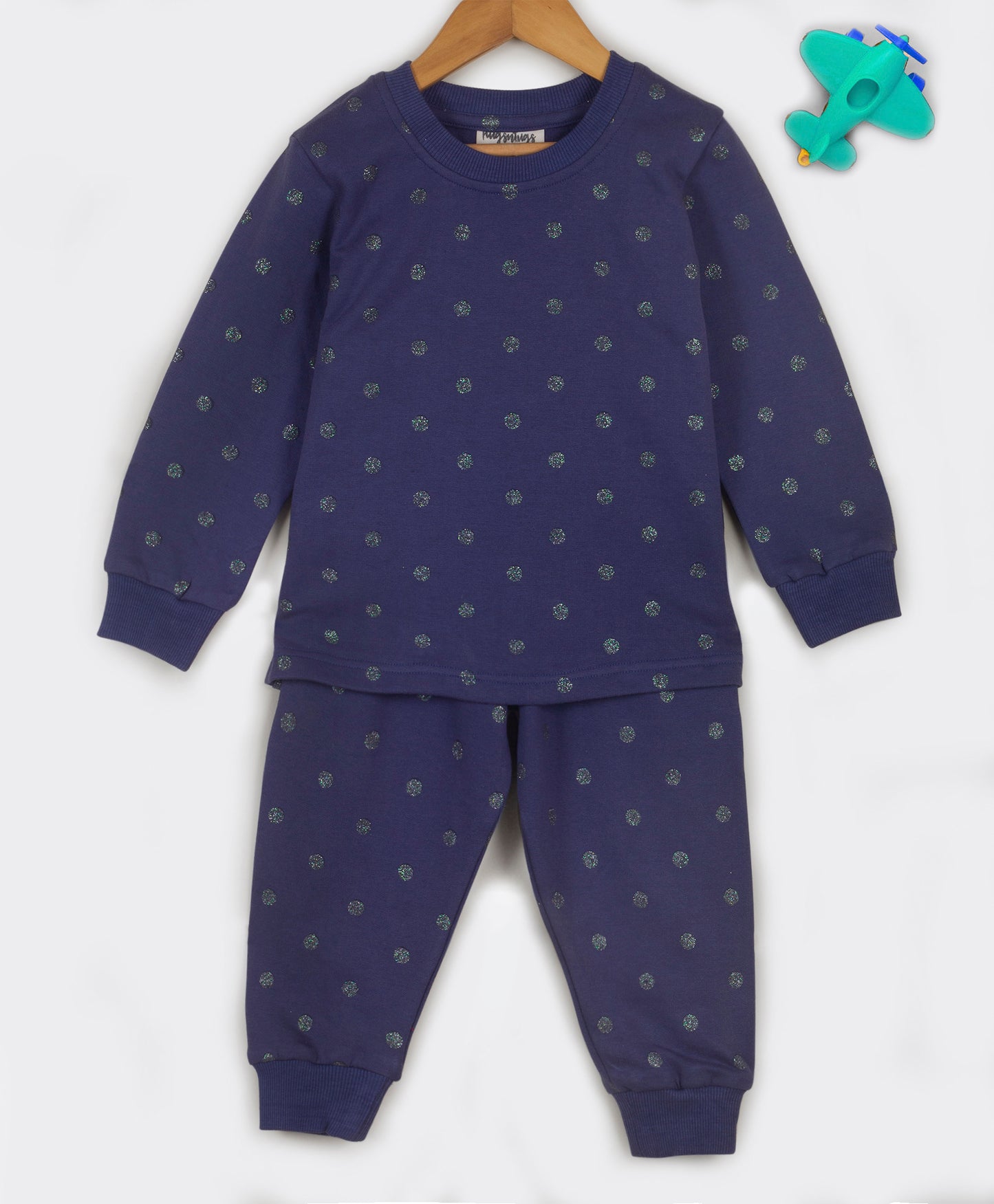 Navy tracksuit with all over glitter dots