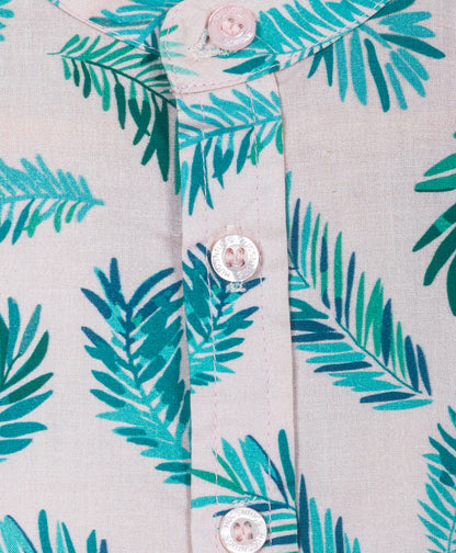Pink shirt with palm leaves print