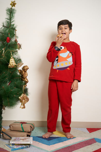 Dino patchwork fleece set