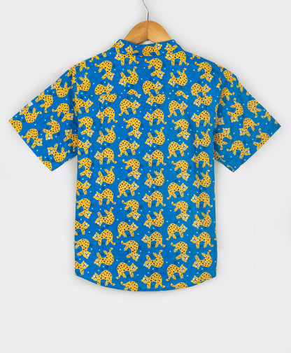 Royal Blue Leopard print shirt