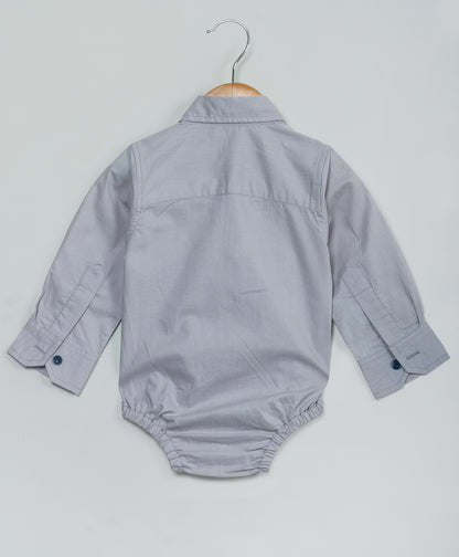 grey shirt onesie with tapes