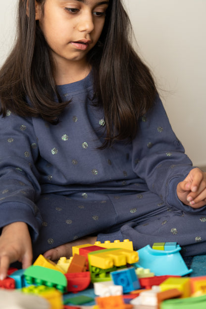 Navy tracksuit with all over glitter dots
