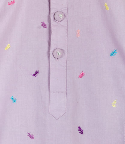 lilac kurta set with multi color embroidery