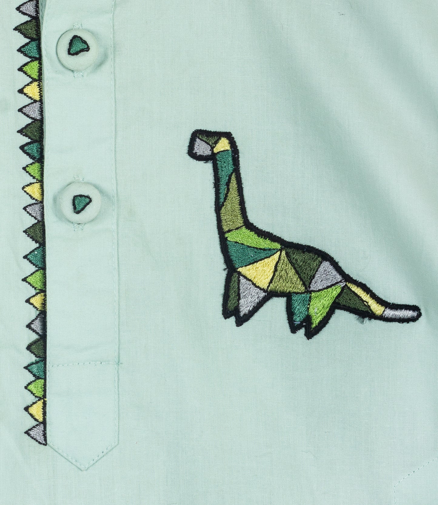 light green kurta set with polygon dino embroidery