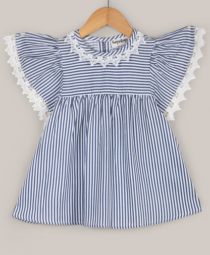 Navy Stripe top with lace detailing