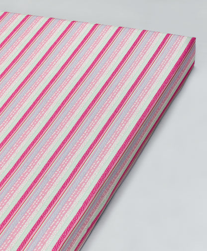 swan print cot set with multi stripes side print