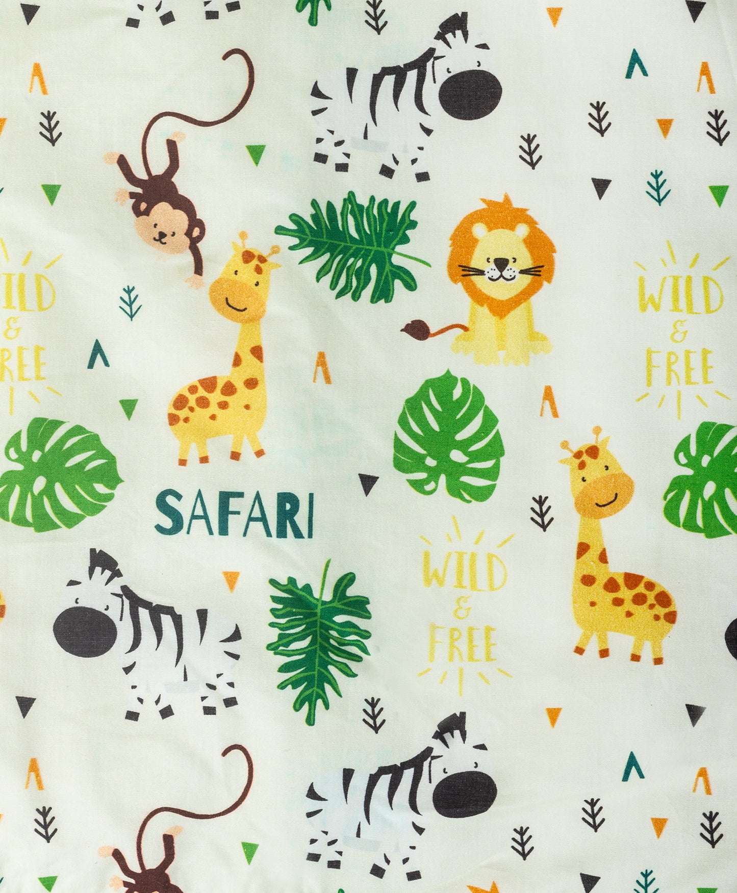 jungle safari print cot set with multi triangle side print