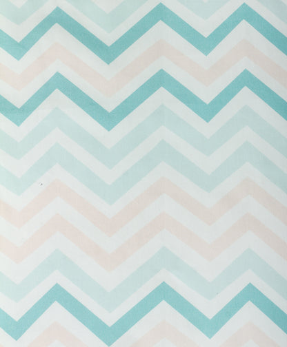 pink bunny print cot set with blue chevron side prnt