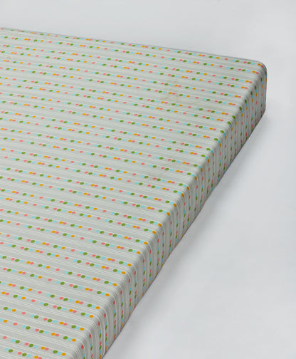 grey stripe print cot sheet