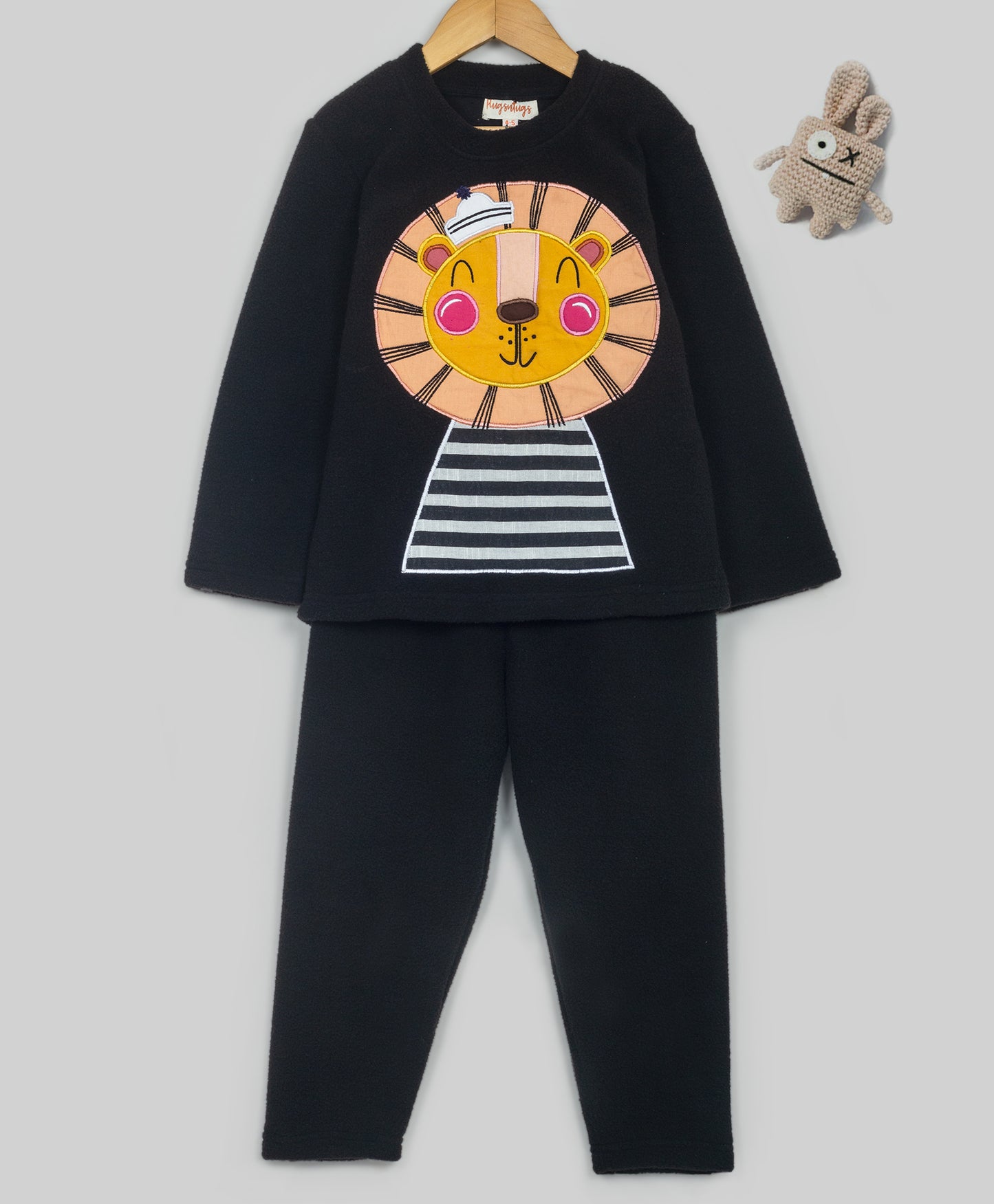 Black lion patchwork fleece set