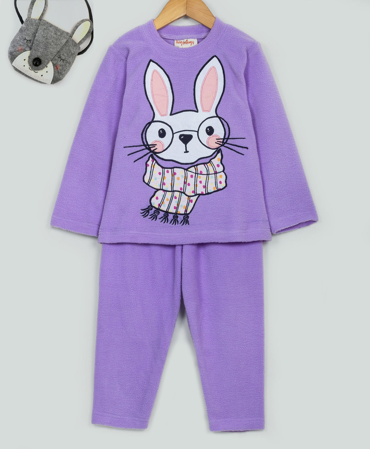 Rabbit patchwork lilac fleece set