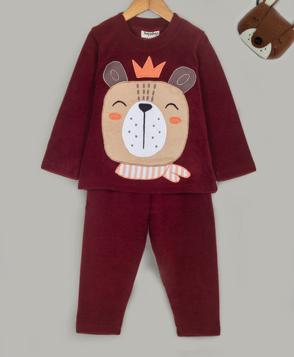 Bear Face patch work fleece set