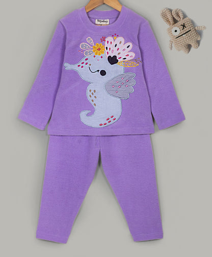 Seahorse patchwork fleece set