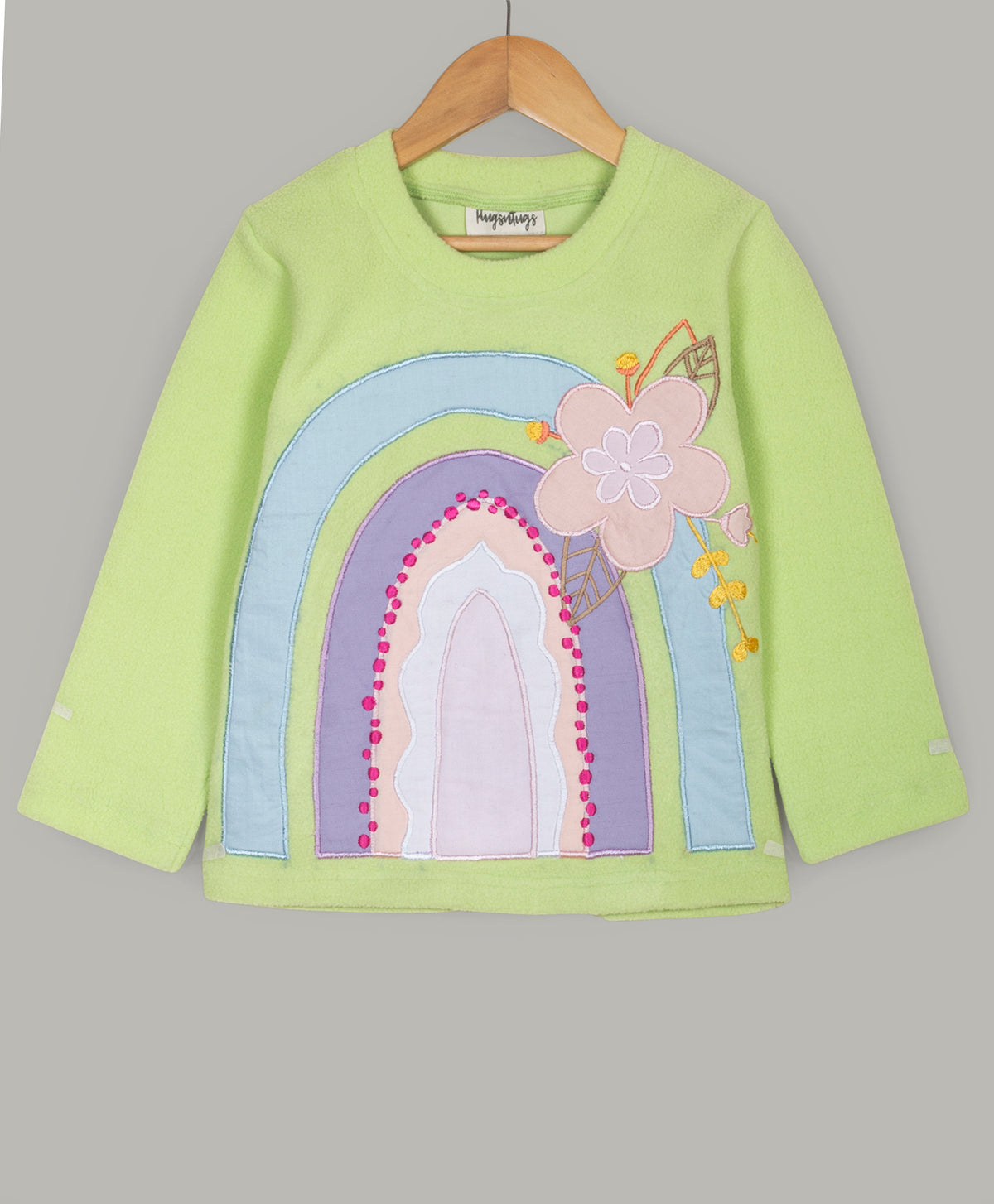 Rainbow patchwork fleece setting
