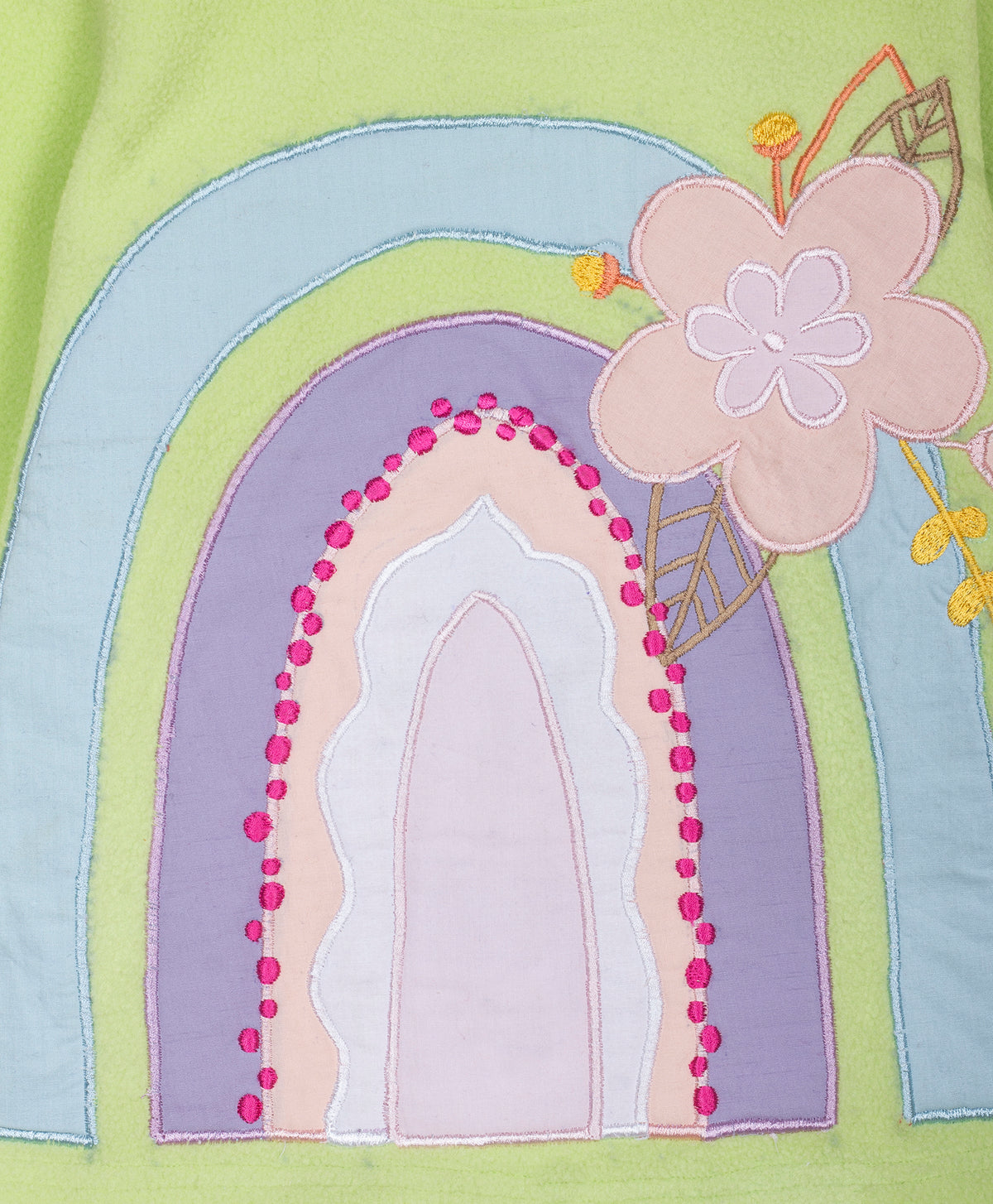 Rainbow patchwork fleece setting