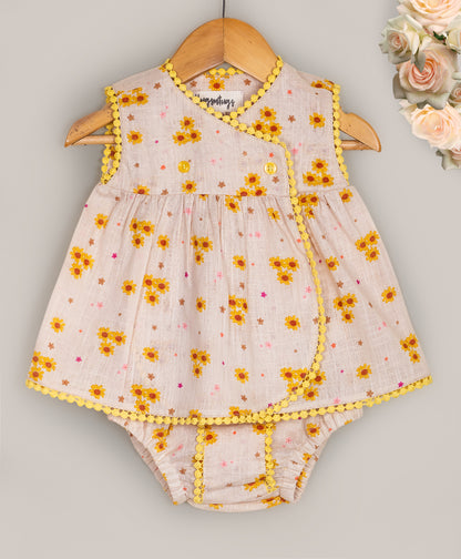 beige floral infant coordinate with lace