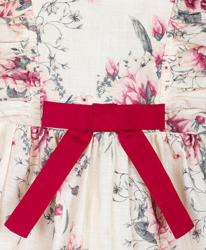 Floral print infant set with dark pink shorts