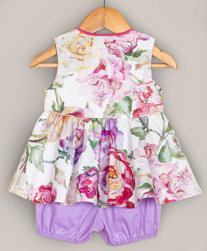 Floral print top and shorts infant set