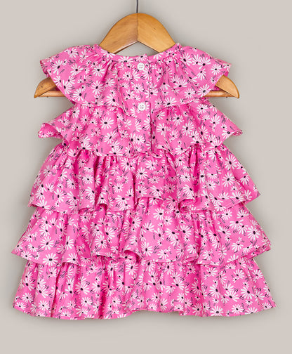 Pink daisy print infant dress