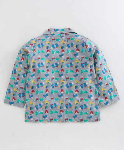 MULTI COLOR LITTLE DINO PRINT NIGHTSUIT