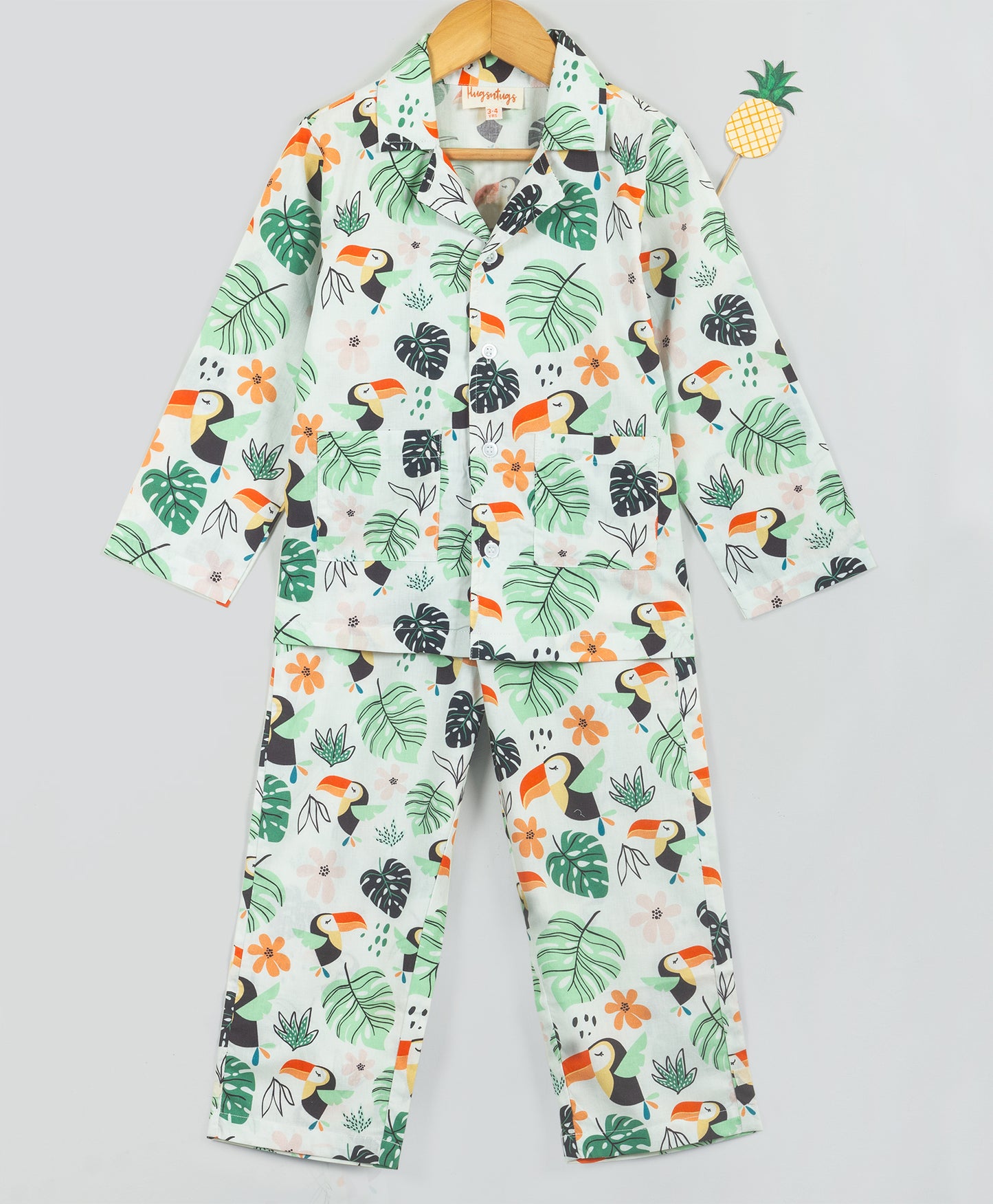 toucan and tropical leaf print nightsuit