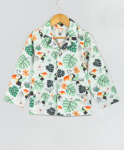 toucan and tropical leaf print nightsuit
