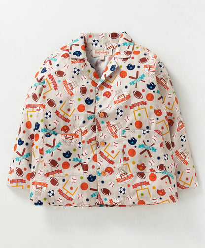 FOOTBALL AND HELMET PRINT NIGHTSUIT