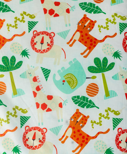 jungle print AC quilt with confetti print lining print