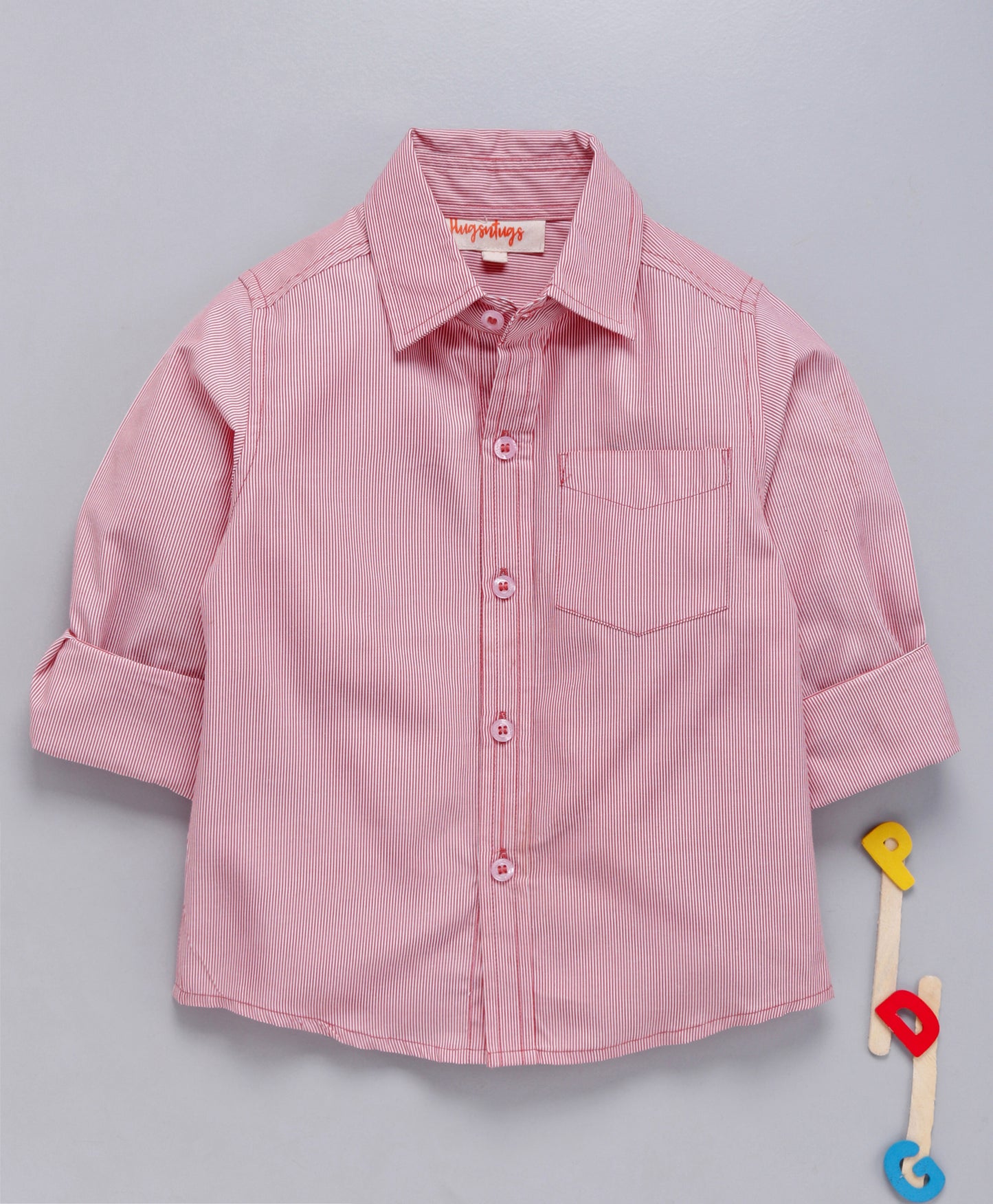 pink stripe print shirt