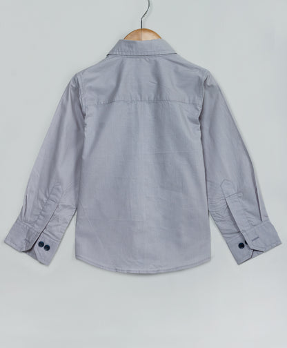 GREY SHIRT WITH CONTRAST PIPING