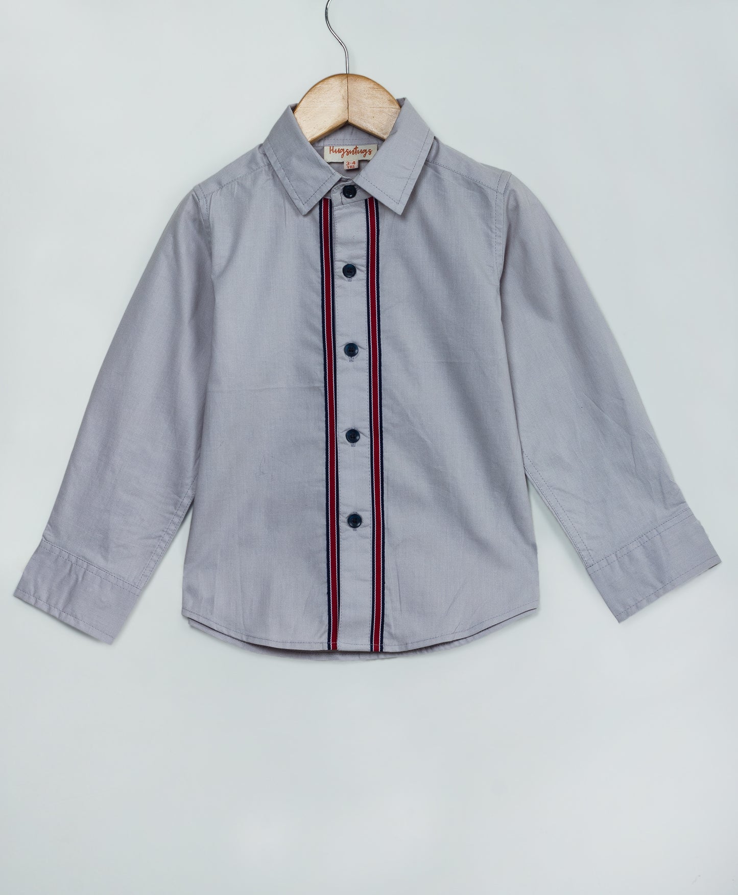 GREY SHIRT WITH CONTRAST PIPING