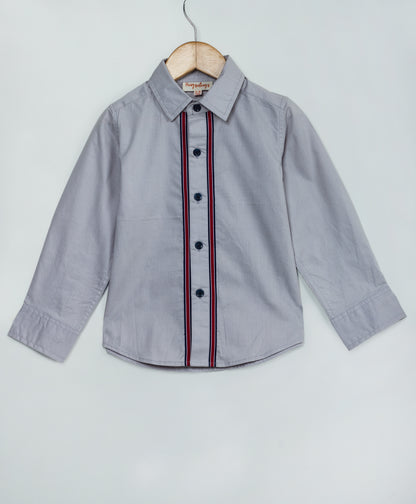 GREY SHIRT WITH CONTRAST PIPING