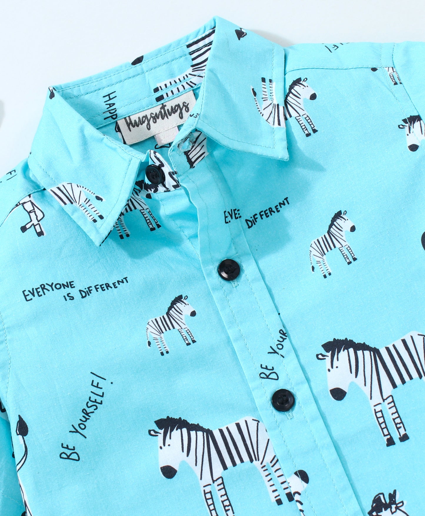 Half Sleeves Zebra Print Shirt - Blue