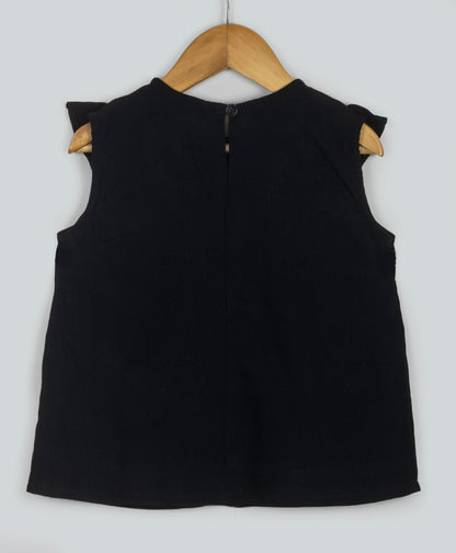 BLACK TOP WITH EMBROIDERY AT YOKE