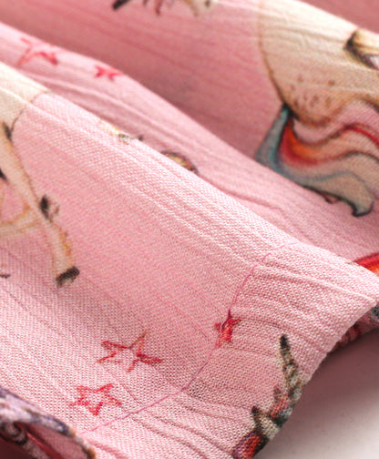 UNICORN PRINT TOP WITH SMALL FRILLS ALONG THE YOKE